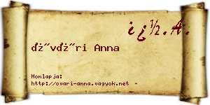 Óvári Anna névjegykártya